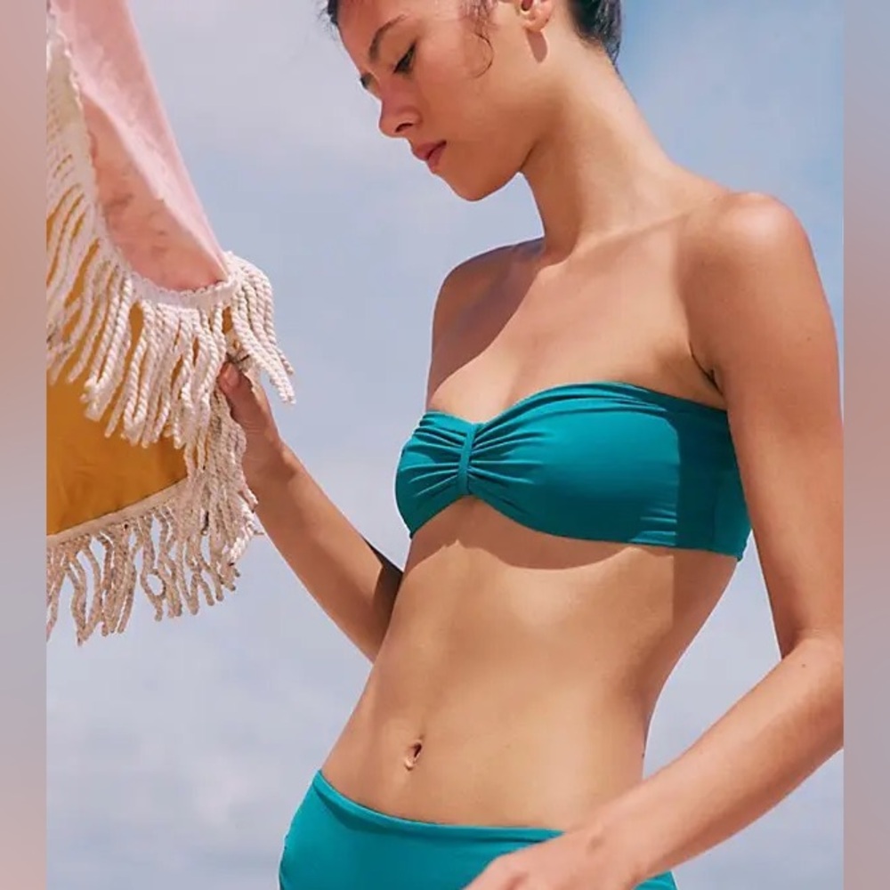 New Toast Signature Cinched Bandeau Bikini Top- Deep Lake